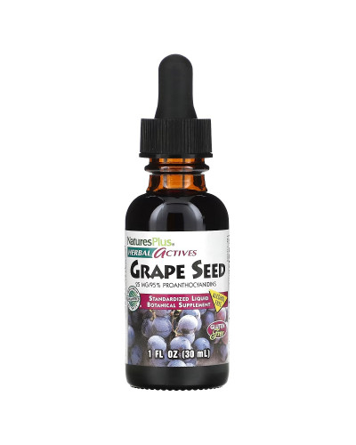 Экстракт виноградных косточек, 25 мг, без спирта, Grape Seed, Natures Plus, 30 мл