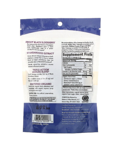 Льодяники бузини з цинком, Sambucus Elderberry, Zinc Lozenges, Nature's Way, 24 льодяника