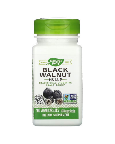 Черный Орех, Black Walnut, Hulls, Nature's Way, 500 мг, 100 Капсул