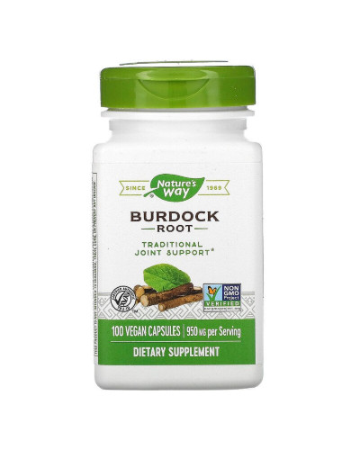 Корень Лопуха, Burdock Root, Nature's Way, 475, 100 капсул