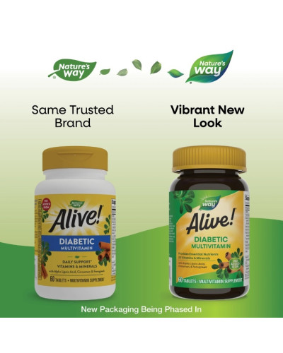 Диабетические мультивитамины, Alive! Diabetic Multivitamin, Nature's Way, 60 таблеток