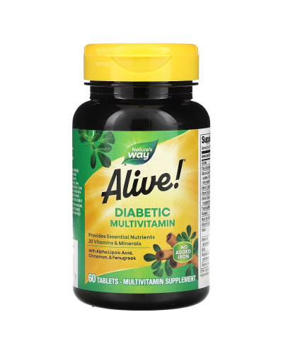 Диабетические мультивитамины, Alive! Diabetic Multivitamin, Nature's Way, 60 таблеток