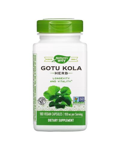 Готу Кола, Gotu Kola Herb, 950 мг, Nature's Way, 180 Капсул