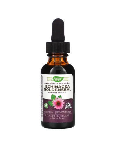 Эхинацея и Гидрастис, Echinacea Goldenseal, Nature's Way, без спирта, 30 мл.
