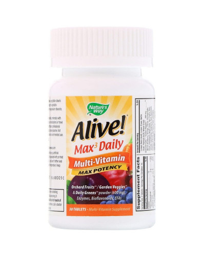 Мультивітаміни з залізом, Alive! Max3 Daily, Nature's Way, 30 таблеток