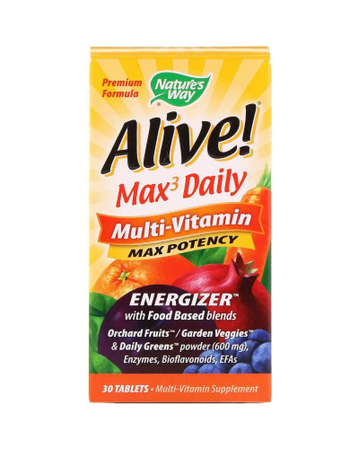 Мультивітаміни з залізом, Alive! Max3 Daily, Nature's Way, 30 таблеток
