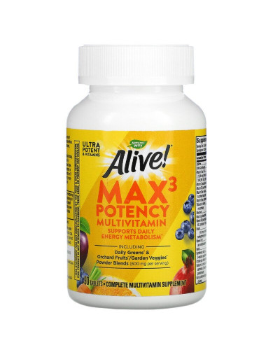 Мультивітаміни з залізом, Alive! Max3 Daily, Nature's Way, 90 таблеток