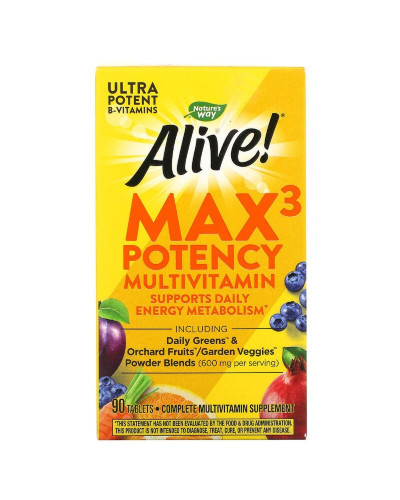 Мультивітаміни з залізом, Alive! Max3 Daily, Nature's Way, 90 таблеток