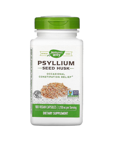 Подорожник (Псиліум), Psyllium, Husks, Nature's Way, 525 мг, 180 капсул