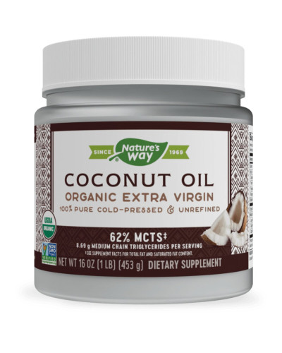 Органическое кокосовое масло первого отжима, Organic Coconut Oil, Extra Virgin, Nature's Way, 453 г