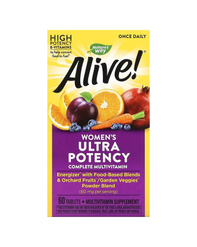 Мультивитамины Для Женщин, Nature's Way, Alive! Ultra Potency Multi-Vitamin, 60 Таблетки