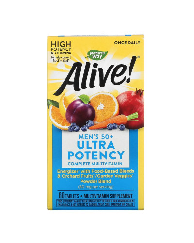 Мультивитамины для Мужчин 50+, Alive! Once Daily, Men's 50+ Multi-Vitamin, Nature's Way, 60 Таблеток