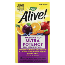 Мультивитамины Для Женщин, Alive! Once Daily, Women's 50+ Multi-Vitamin, Nature's Way 60 Таблеток