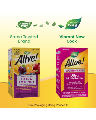 Мультивітаміни Для Жінок, Alive! Once Daily, Women's 50+ Multi-Vitamin, Nature's Way 60 Таблеток Мультивітаміни Для Жінок, Alive! Once Daily, Women's 50+ Multi-Vitamin, Nature's Way 60 Таблеток