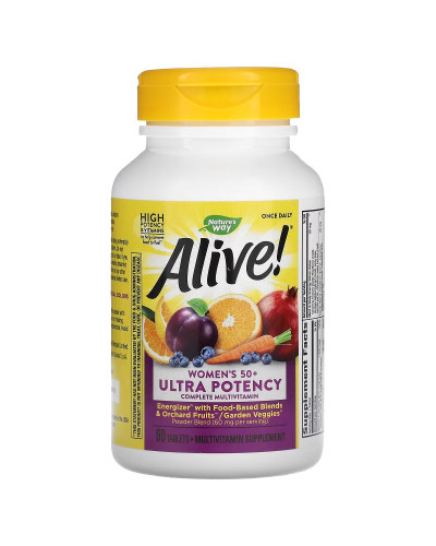 Мультивітаміни Для Жінок, Alive! Once Daily, Women's 50+ Multi-Vitamin, Nature's Way 60 Таблеток Мультивітаміни Для Жінок, Alive! Once Daily, Women's 50+ Multi-Vitamin, Nature's Way 60 Таблеток