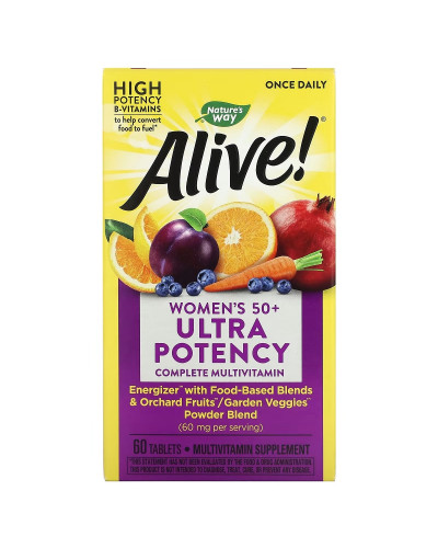 Мультивітаміни Для Жінок, Alive! Once Daily, Women's 50+ Multi-Vitamin, Nature's Way 60 Таблеток
