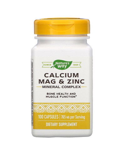 Мінеральний комплекс Кальцій Магній Цинк, 765 мг, Calcium Mag & Zinc Mineral Complex, Nature's Way, 100 капсул
