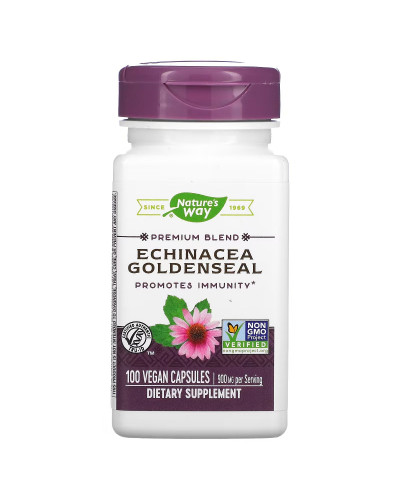Ехінацея жовтокорінь, 450 мг, Echinacea Goldenseal, Nature's Way, 100 вегетаріанських капсул
