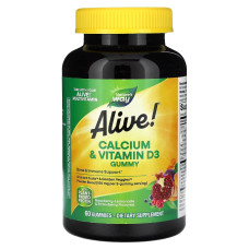 Кальций и витамин D3, вкус малина-лимонад и клубника, Alive! Calcium & Vitamin D3 Gummy, Nature's Way, 60 жевательных конфет