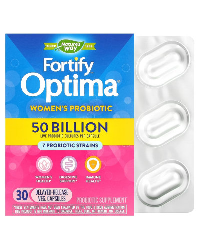 Пробіотики для жінок з відстроченим вивільненням, 50 млрд КУО, Fortify Optima, Women's Probiotic, 50 Billion, Nature's Way, 30 вегетаріанських капсул