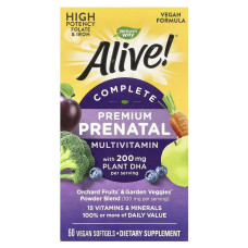 Мультивитамины премиум для беременных, Alive! Complete Premium Prenatal Multivitamin, Nature's Way, 60 гелевых капсул