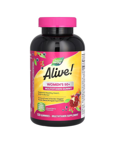 Мультивітаміни для жінок 50+, смак ягід, Alive! Women's 50+ Gummy Multivitamins, Nature's Way, 130 жувальних цукерок