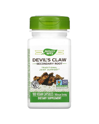 Кіготь Диявола (Гарпагофітум), 480 мг, Devil's Claw, Secondary Root, Nature's Way, 100 вегетаріанських капсул