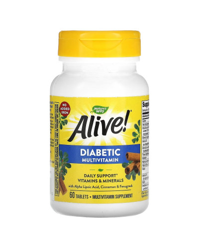 Диабетические мультивитамины, Alive! Diabetic Multivitamin, Nature's Way, 60 таблеток