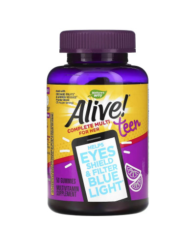 Мультивітамінний комплекс для дівчат, цитрусовий смак, Alive! Teen, Complete Multi for Her, Nature's Way, 50 жувальних таблеток