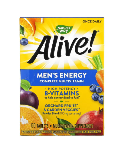 Мультивітамінний комплекс для чоловіків, Alive! Men's Energy Complete Multivitamin, Nature's Way, 50 таблеток