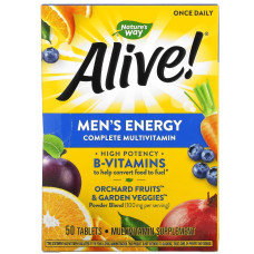 УЦІНКА Мультивітамінний комплекс для чоловіків, Alive! Men's Energy Complete Multivitamin, Nature's Way, 50 таблеток (пам'ята коробка)