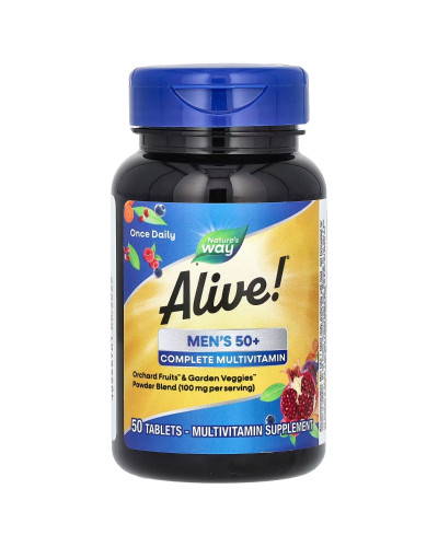 Мультивітаміни для чоловіків 50+, Alive! Men's 50+ Complete Multivitamin, Nature's Way, 50 таблеток
