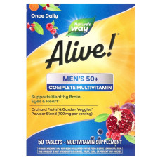 Мультивитамины для мужчин 50+, Alive! Men's 50+ Complete Multivitamin, Nature's Way, 50 таблеток