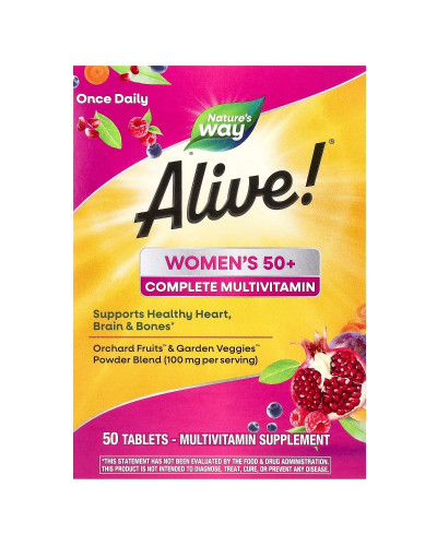 Мультивітаміни повного комплексу для жінок 50+, Alive! Women's 50+ Complete Multivitamin, Nature's Way, 50 таблеток