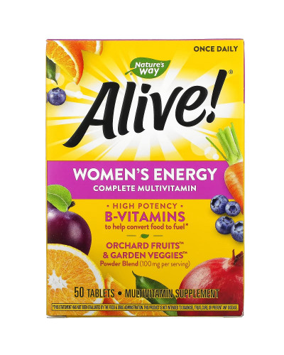 Мультивитаминный комплекс Для Женщин, Alive! Women's Energy Complete Multivitamin, Nature's Way, 50 таблеток