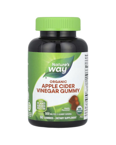 Яблучний оцет, 500 мг, Organic Apple Cider Vinegar Gummies, Nature's Way, 60 жувальних цукерок
