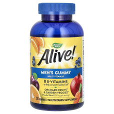 Мультивитамины для мужчин, вкус фруктов, Alive! Men's Gummy Multivitamin, Nature's Way, 130 жевательных конфет