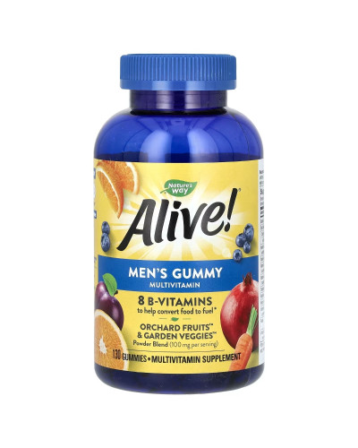 Мультивітаміни для чоловіків, смак фруктів Alive! Men's Gummy Multivitamin, Nature's Way, 130 жувальних цукерок