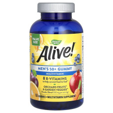 Мультивитамины для мужчин 50+, вкус фруктов, Alive! Men's 50+ Multivitamin Gummy, Nature's Way, 150 жевательных конфет