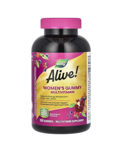 Мультивітаміни для жінок, смак ягід, Alive! Women's Gummy Multivitamin, Nature's Way, 150 жувальних цукерок