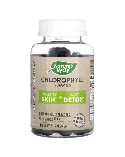 Хлорофіл, 100 мг, смак фруктів, Chlorophyll Gummies, Nature's Way, 60 жувальних цукерок