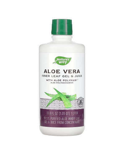Алоэ вера, листовой гель и сок, Aloe Vera Leaf Gel & Juice, Nature's Way, 1000 мл
