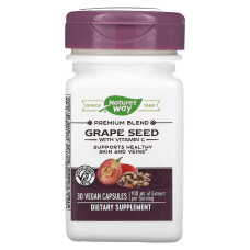 Экстракт виноградных косточек с витамином C, 100 мг, Grape Seed with Vitamin C, Nature's Way, 30 вегетарианских капсул
