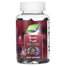 Поддержка памяти и концентрации, вкус винограда, Brain Fuel, Nature's Way, 60 жевательных конфет