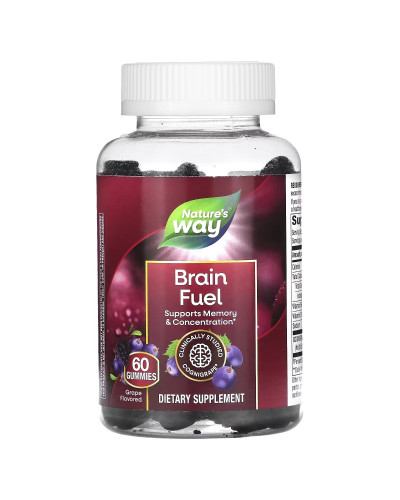 Підтримка пам'яті та концентрації, смак винограду, Brain Fuel, Nature's Way, 60 жувальних цукерок