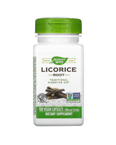 Корень Солодки (Лакрицы) 450 мг, Licorice Root, Nature's Way, 100 вегетарианских капсул