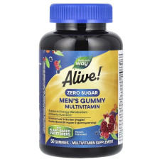 Мультивитамины для мужчин, без сахара, вкус персика, Alive! Men's Gummy Multivitamin, Nature's Way, 50 жевательных конфет