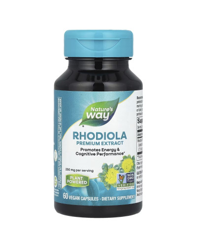 Родіола, 250 мг, Rhodiola, Premium Extract, Nature's Way, 60 вегетаріанських капсул