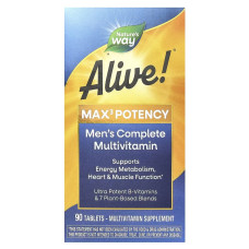 Мультивитамины для мужчин, Alive! Max3 Potency, Men's Multivitamin, Nature's Way, 90 таблеток
