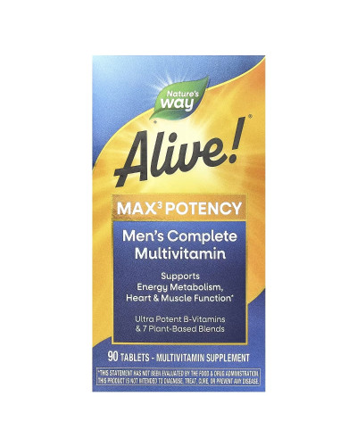 Мультивітаміни для чоловіків Alive! Max3 Potency, Men's Multivitamin, Nature's Way, 90 таблеток